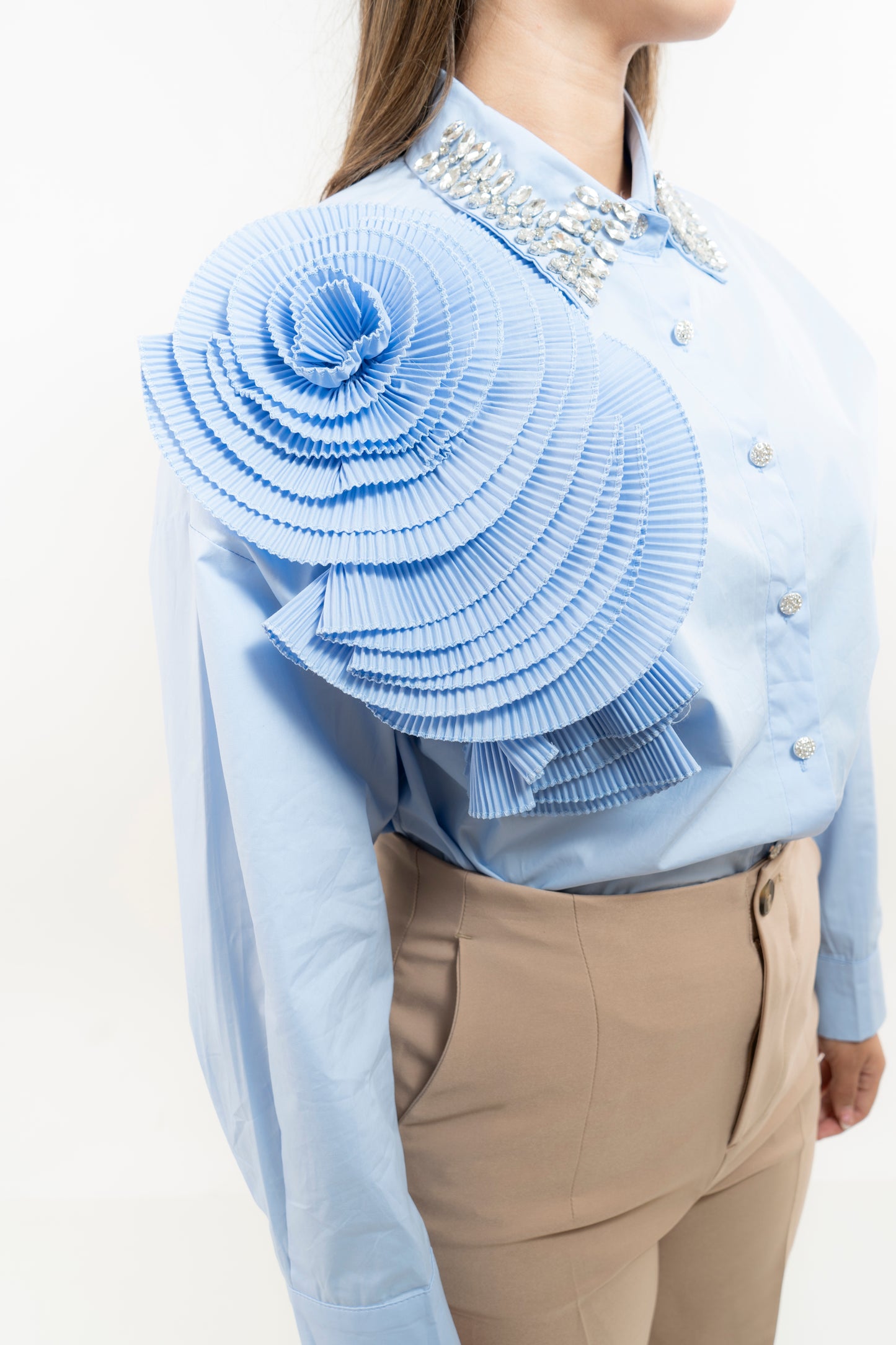 Blusa Flor Plizada
