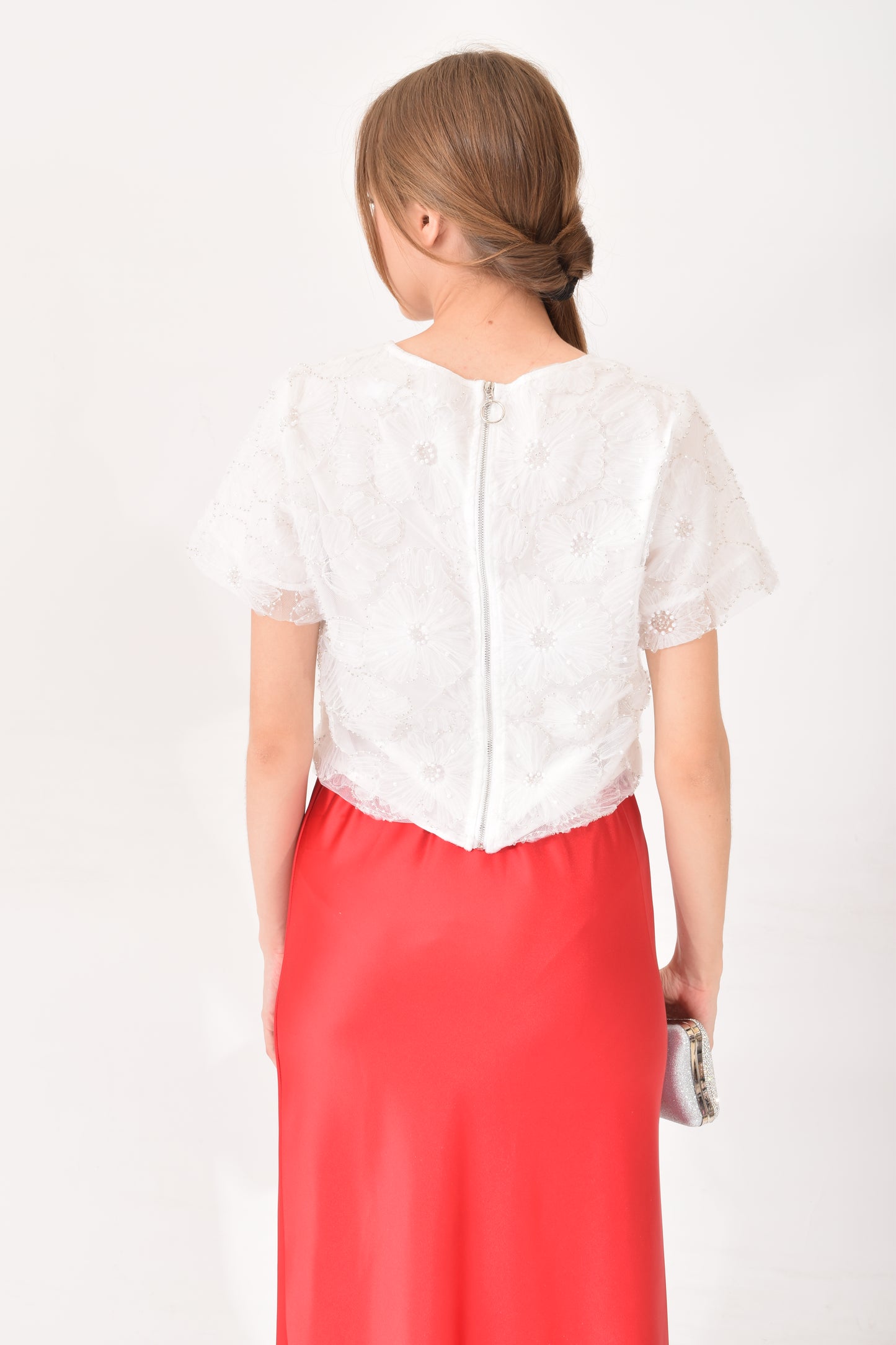Blusa Flores canutillo perlas