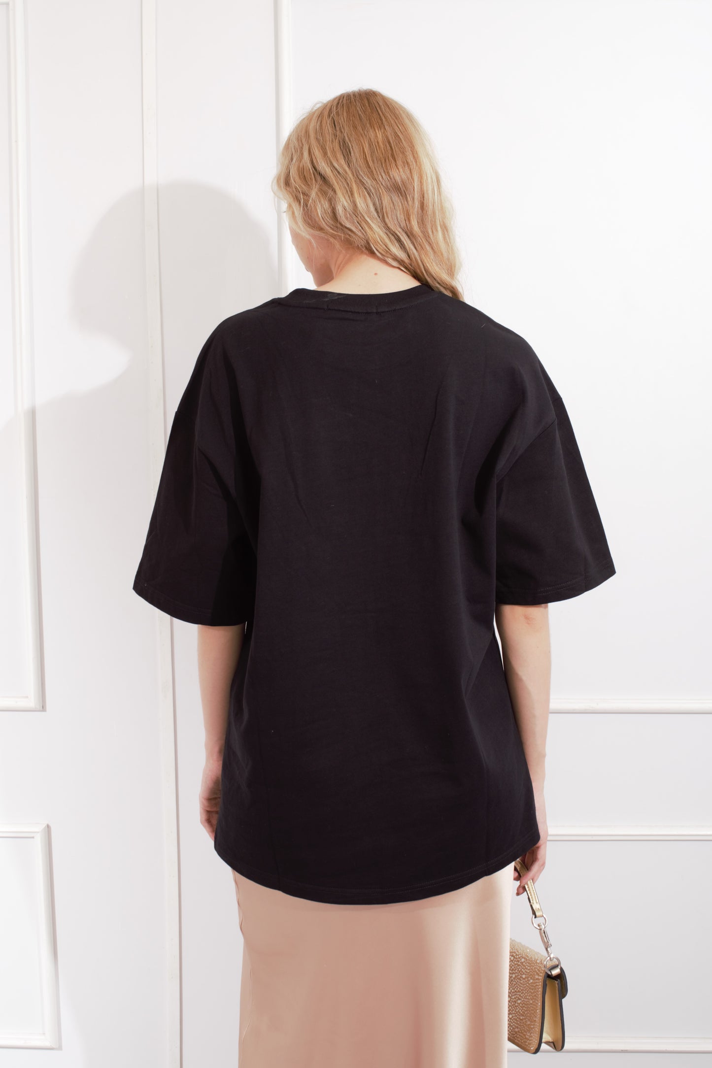 Playera Letras Brillos Over Size