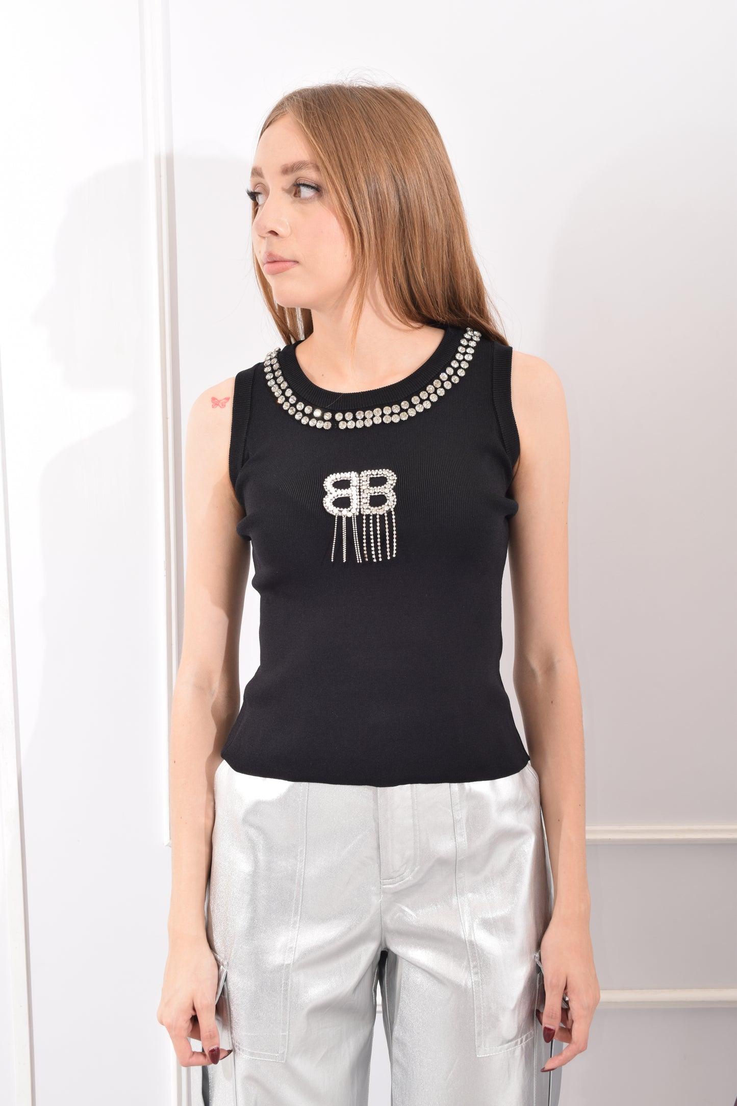 Blusa Tejida Brillos cuello