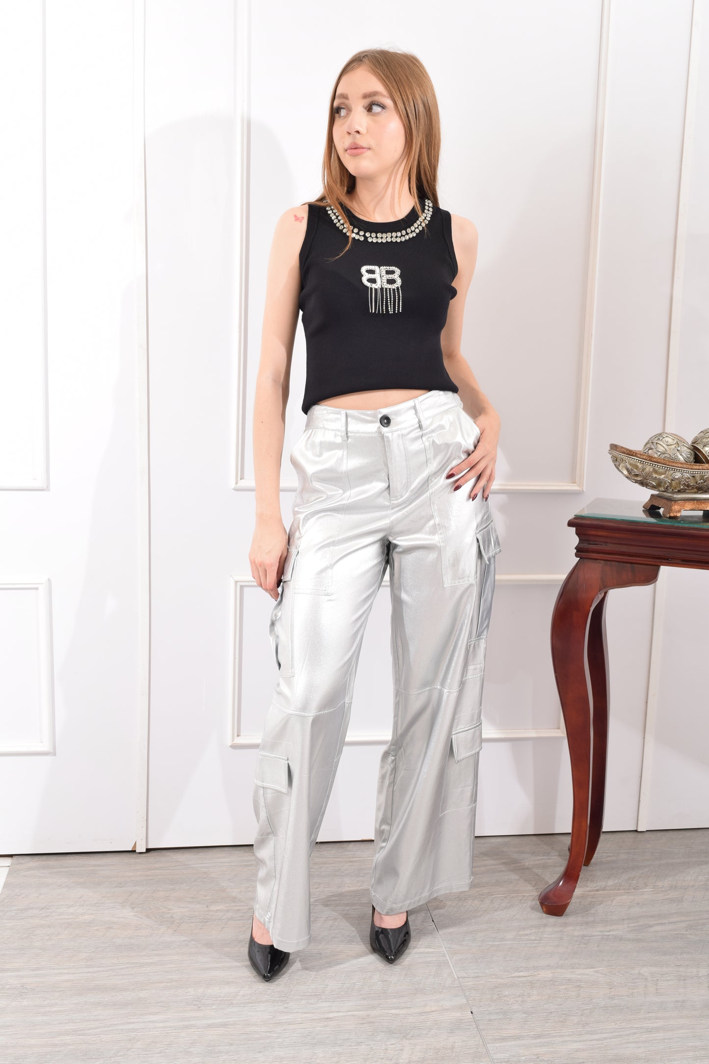 Blusa Tejida Brillos cuello