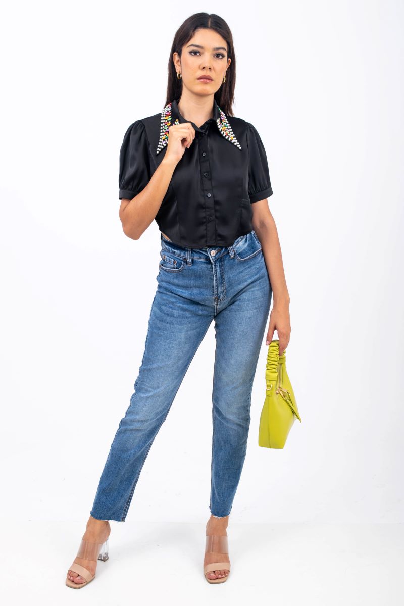 Blusa corta brillos colores