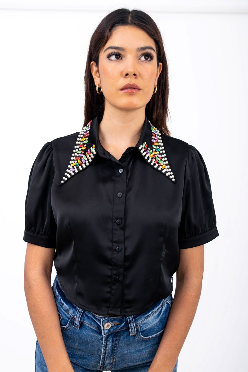 Blusa corta brillos colores