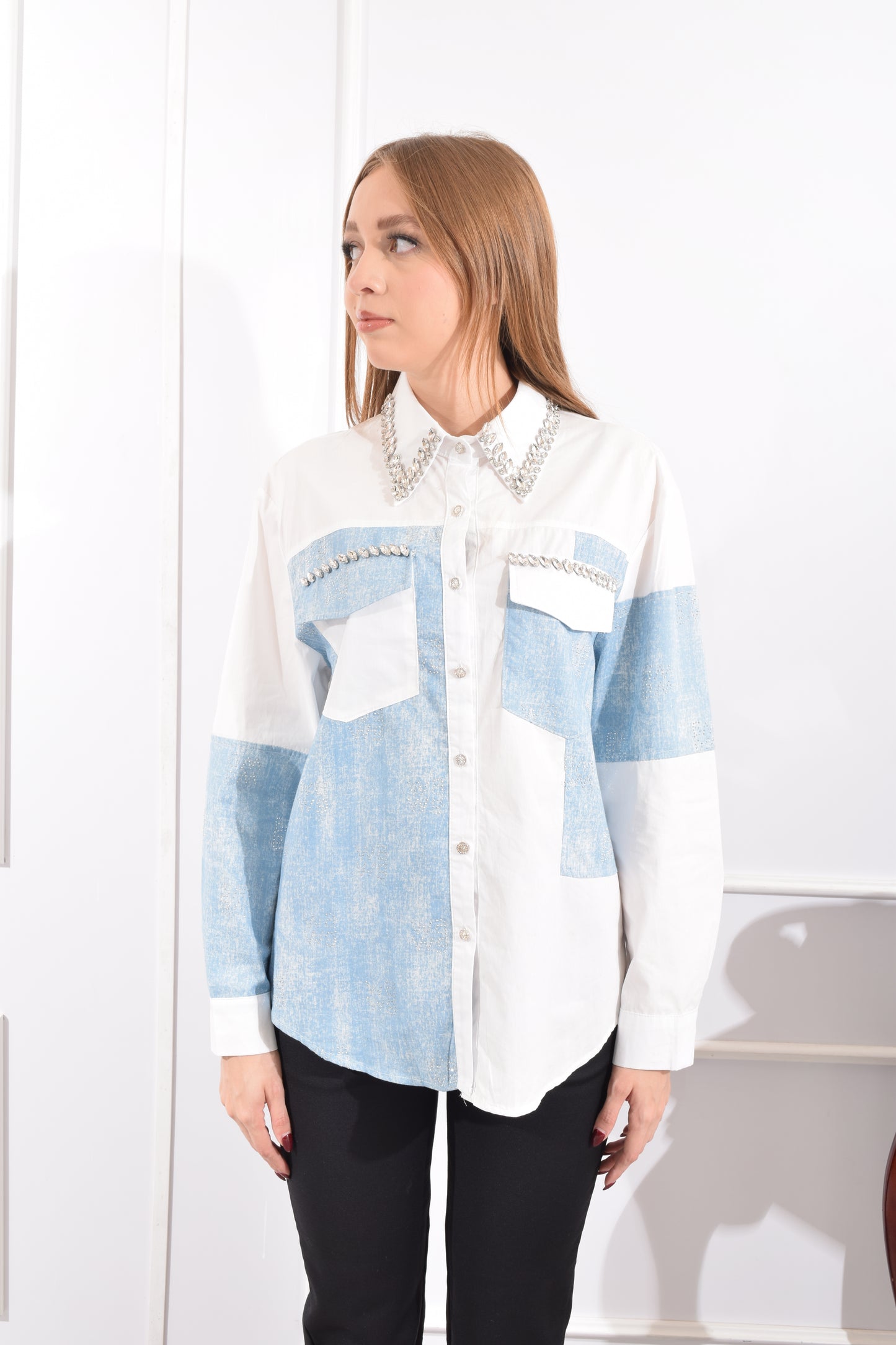 Blusa Bicolor con Brillos