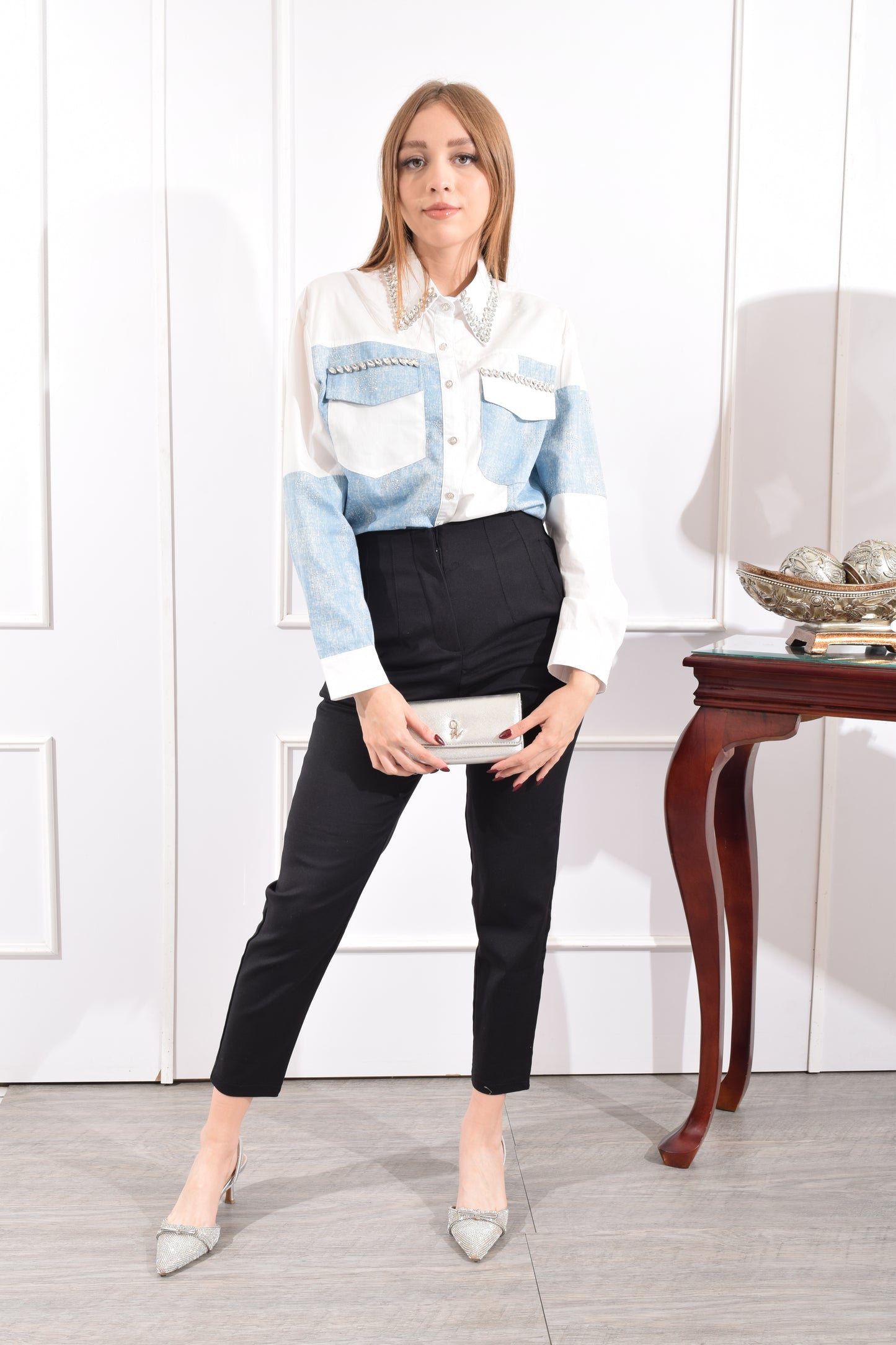 Blusa Bicolor con Brillos