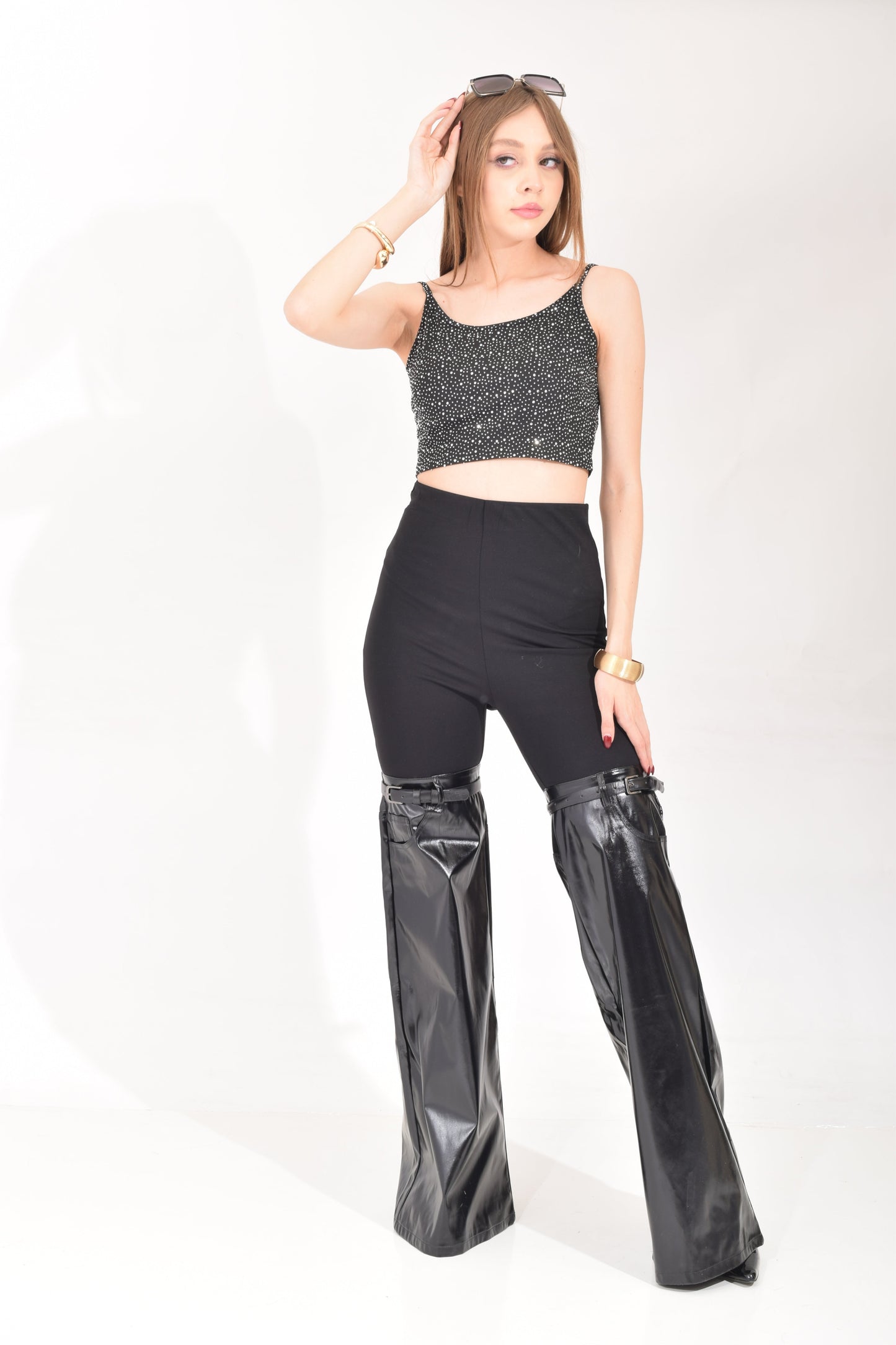 Pantalón Cintos Combinación Polipiel
