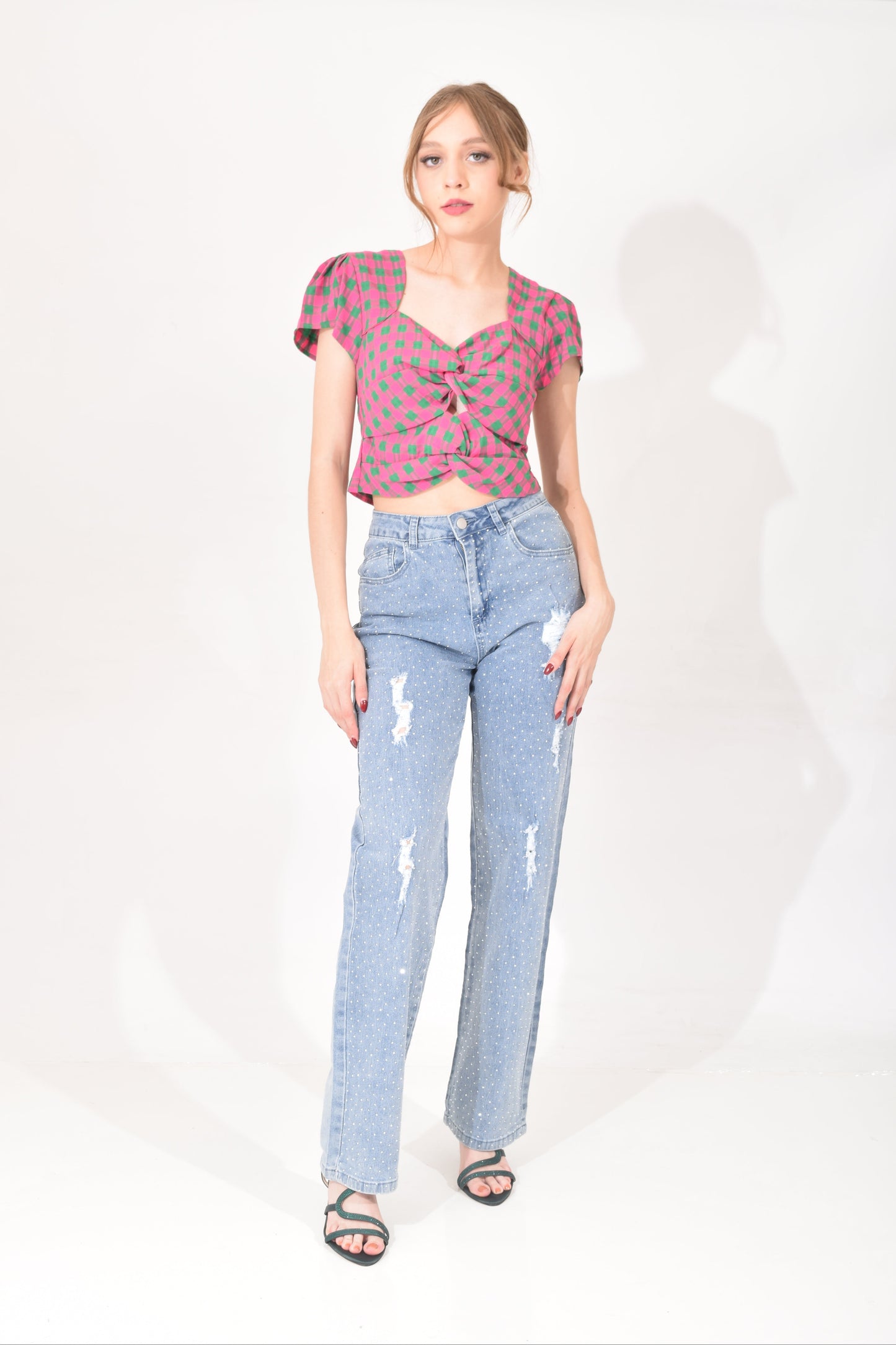 Blusa Corta Cuadros