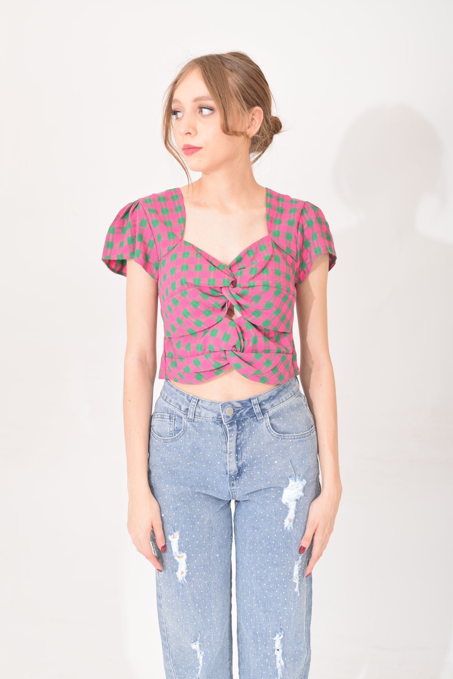 Blusa Corta Cuadros