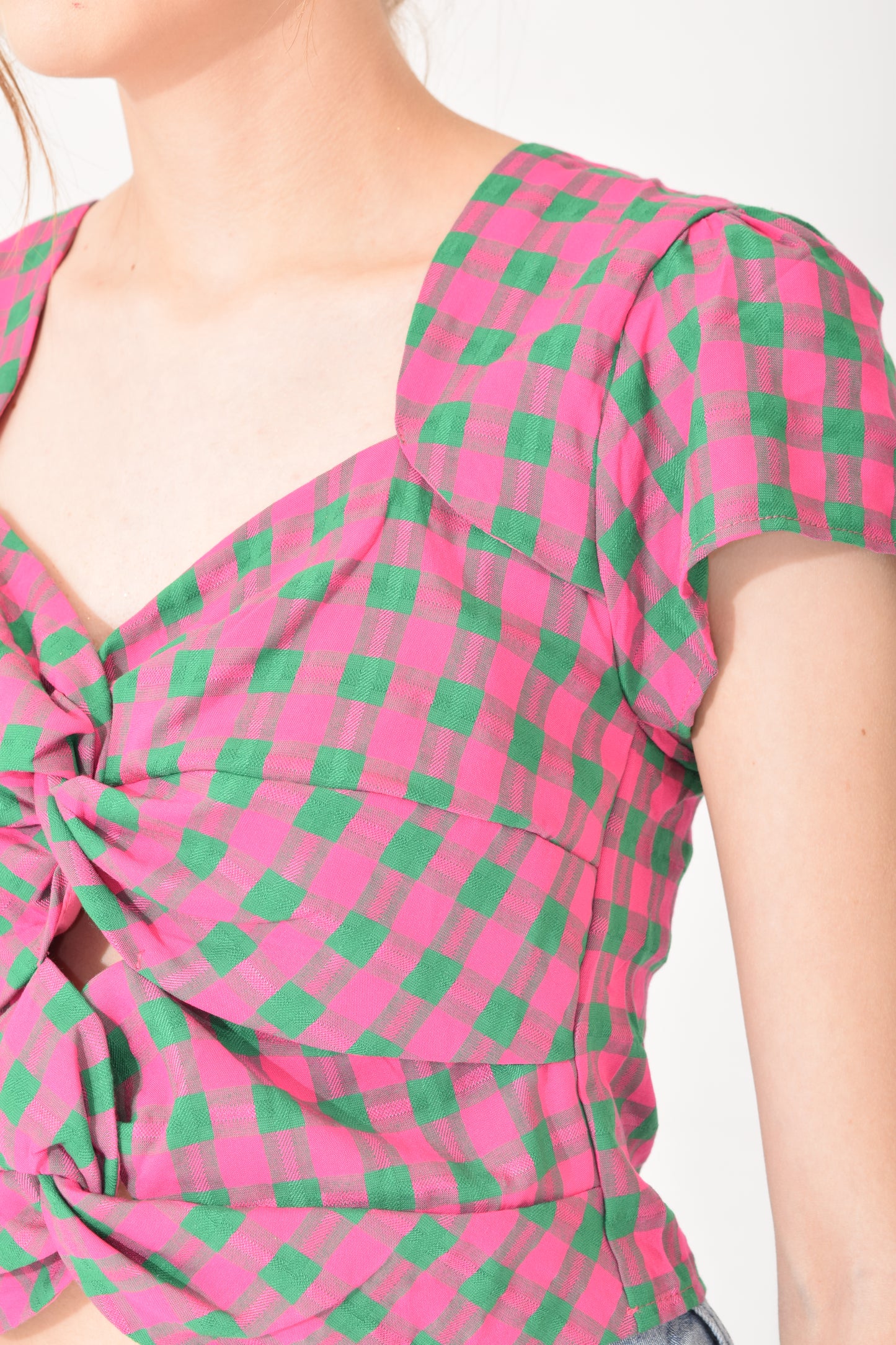 Blusa Corta Cuadros