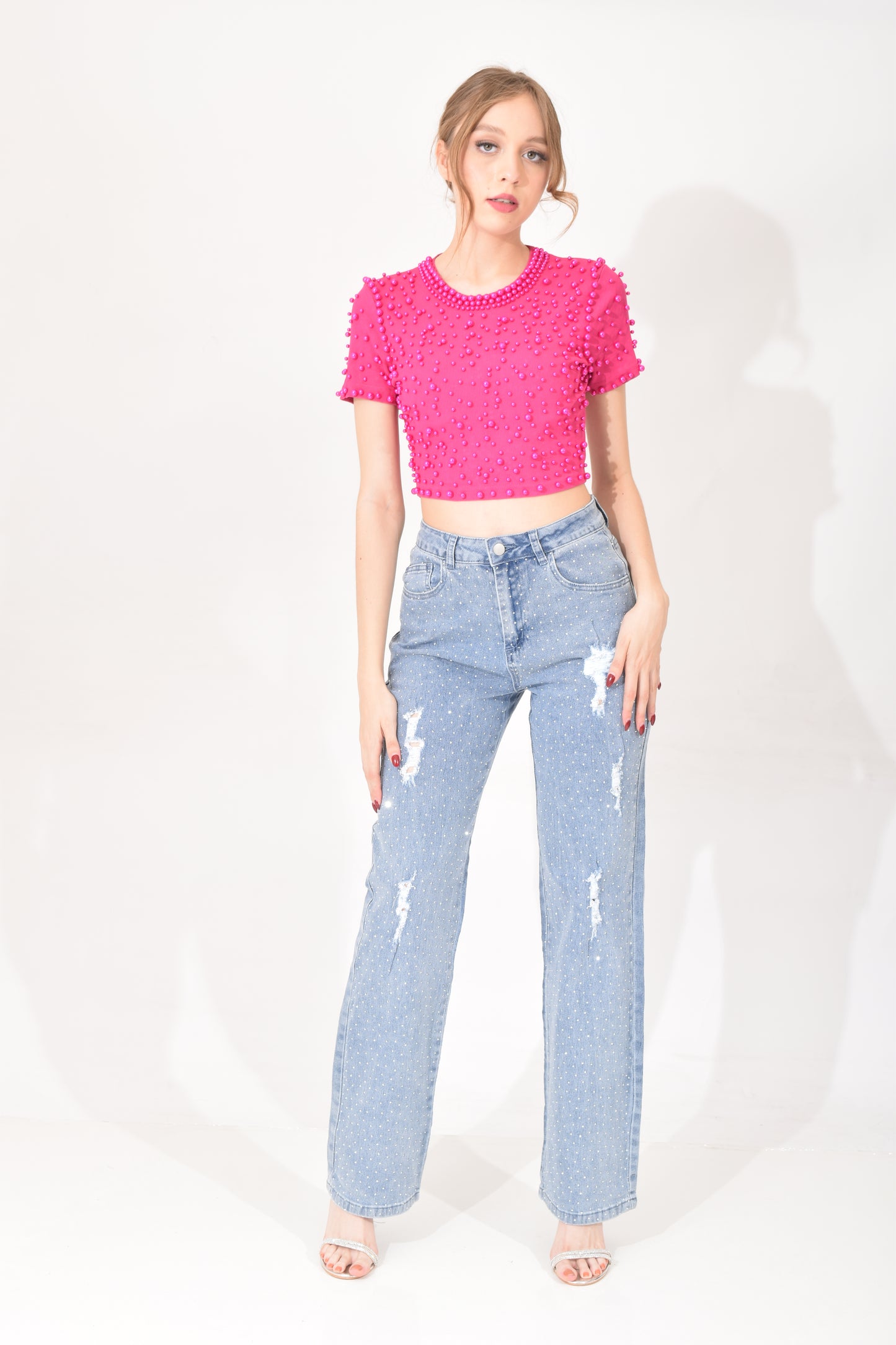 Blusa Corta Perlas