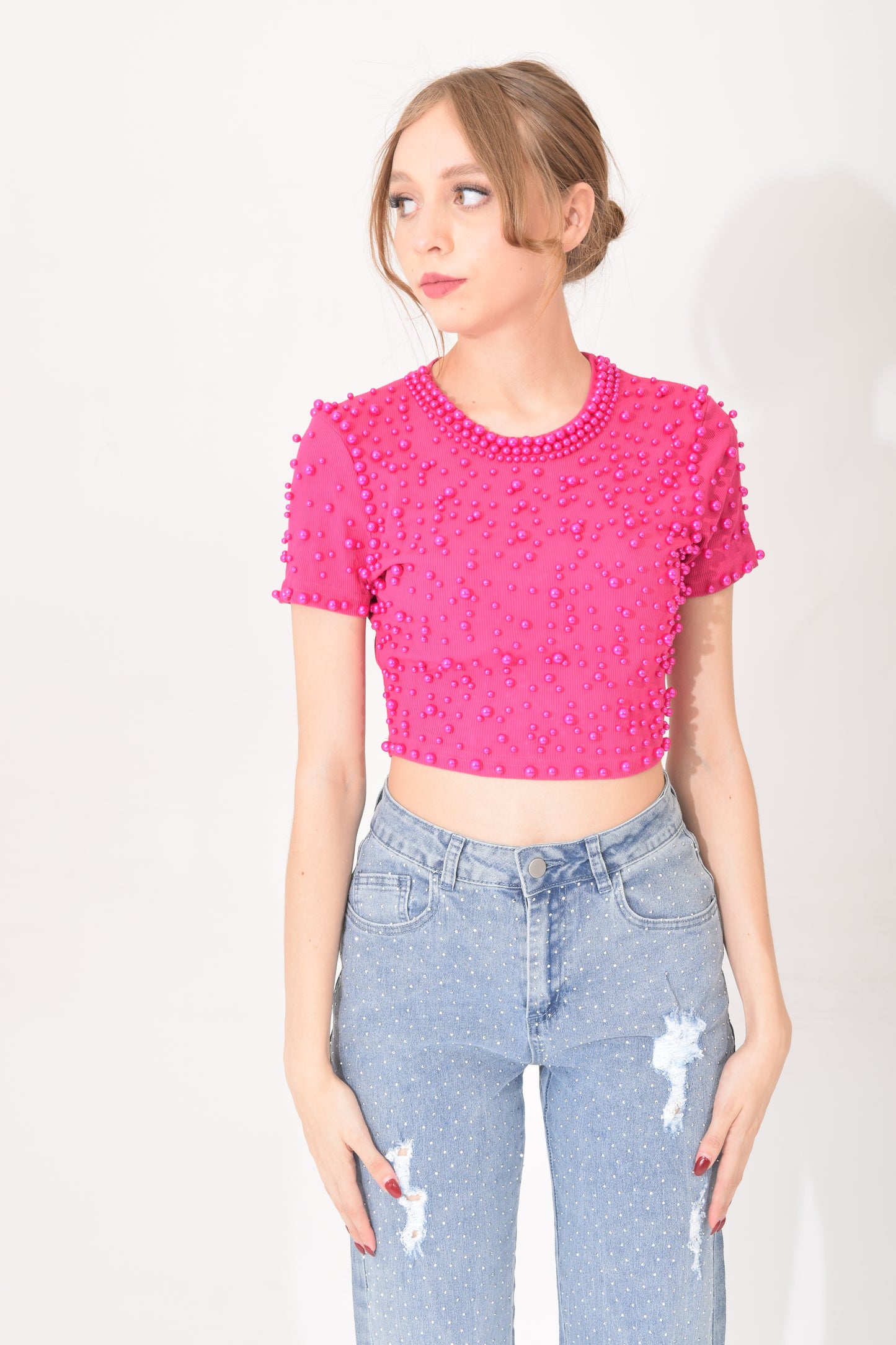 Blusa Corta Perlas