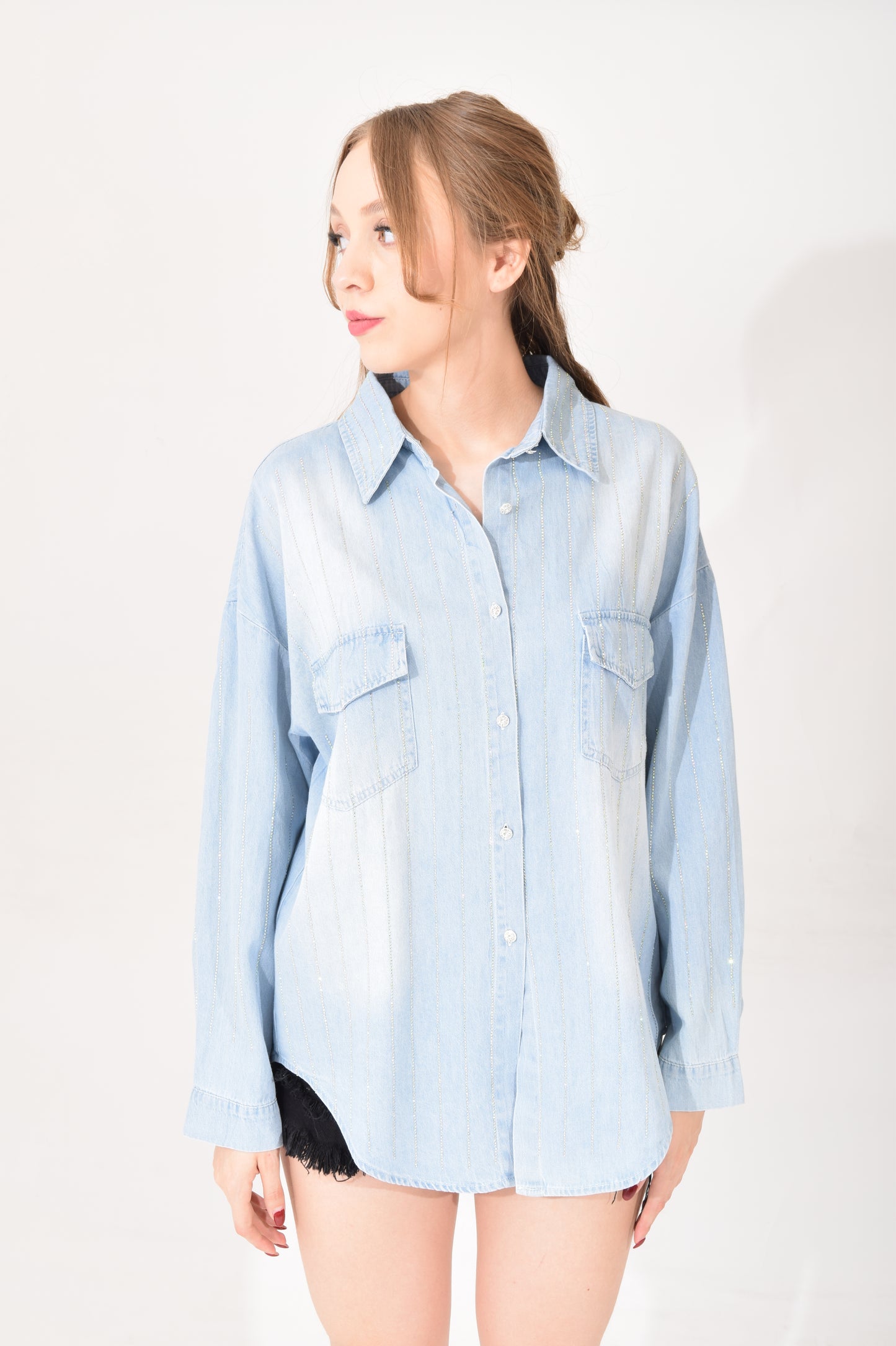 Camisa Mezclila Brillos