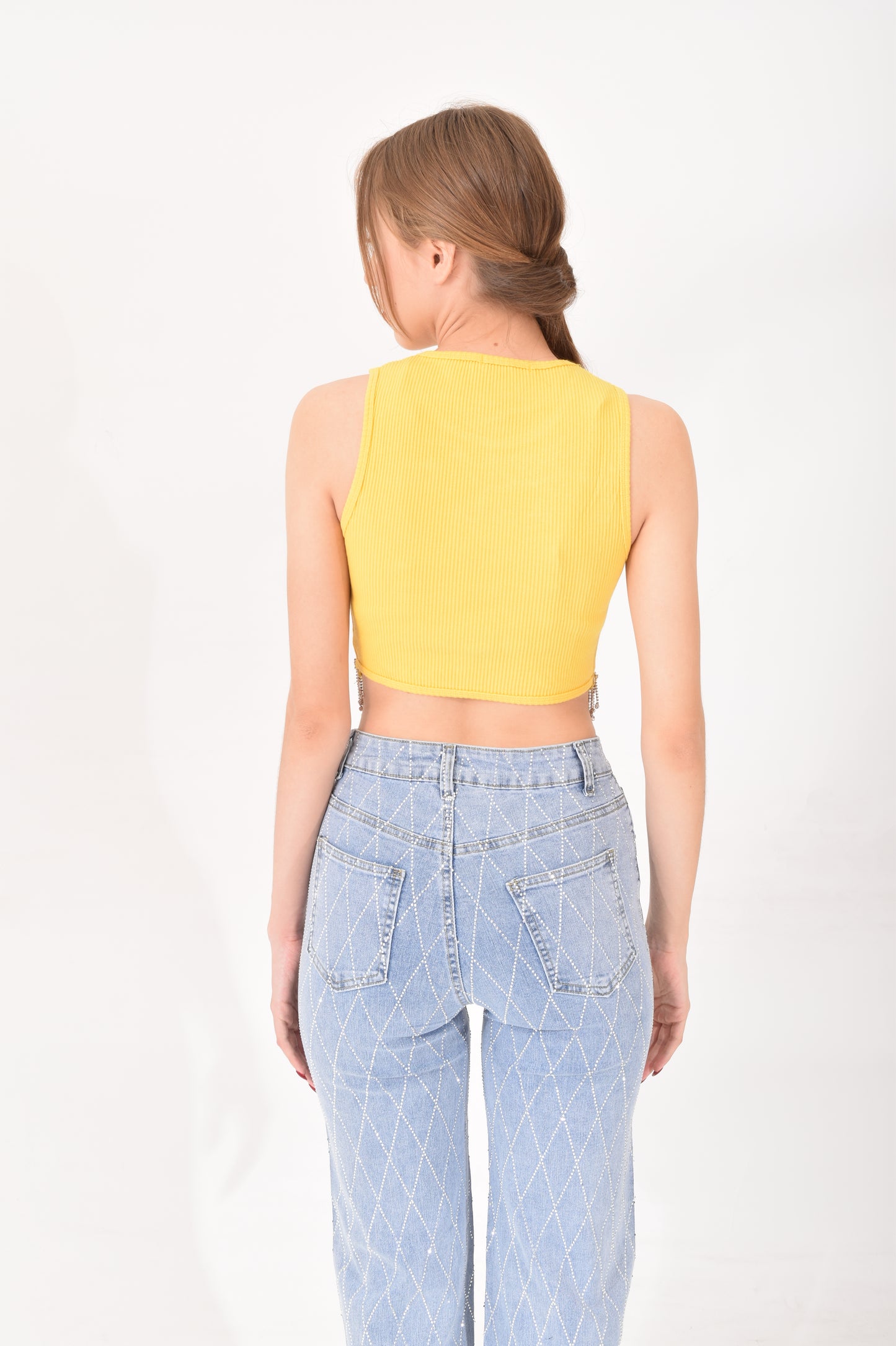 Blusa Corta Tiras Brillos