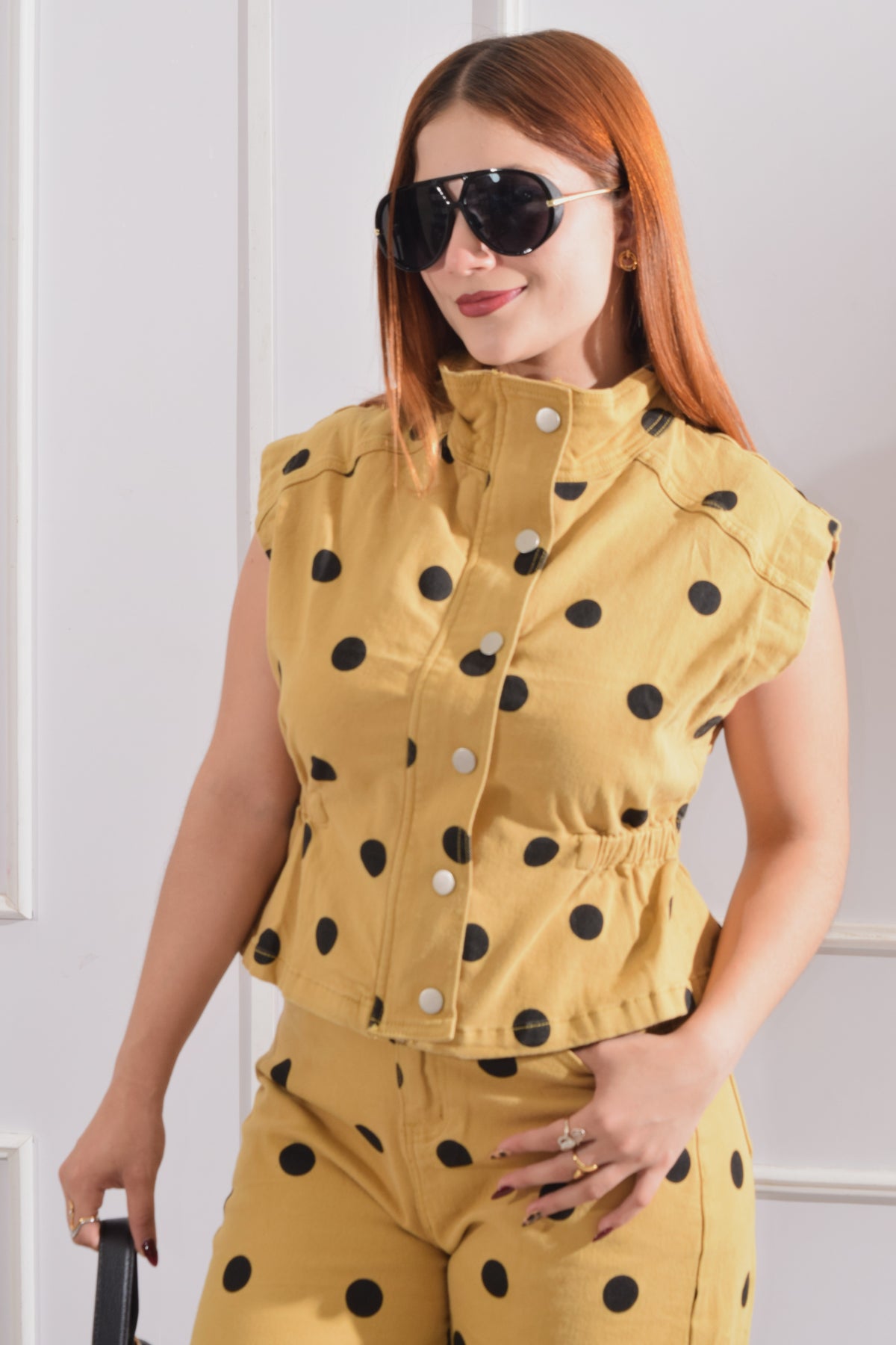 Set mezclilla polka dots