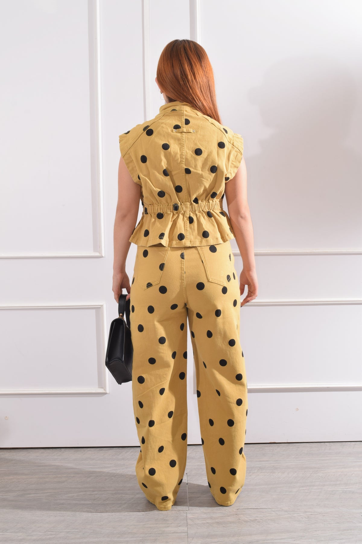 Set mezclilla polka dots