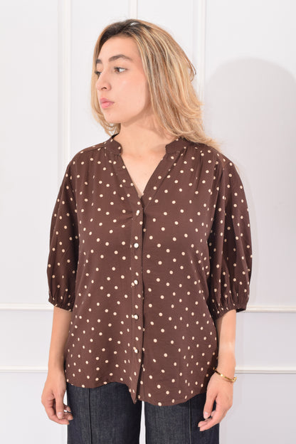 BLUSA POLKA DOTS CAFÉ