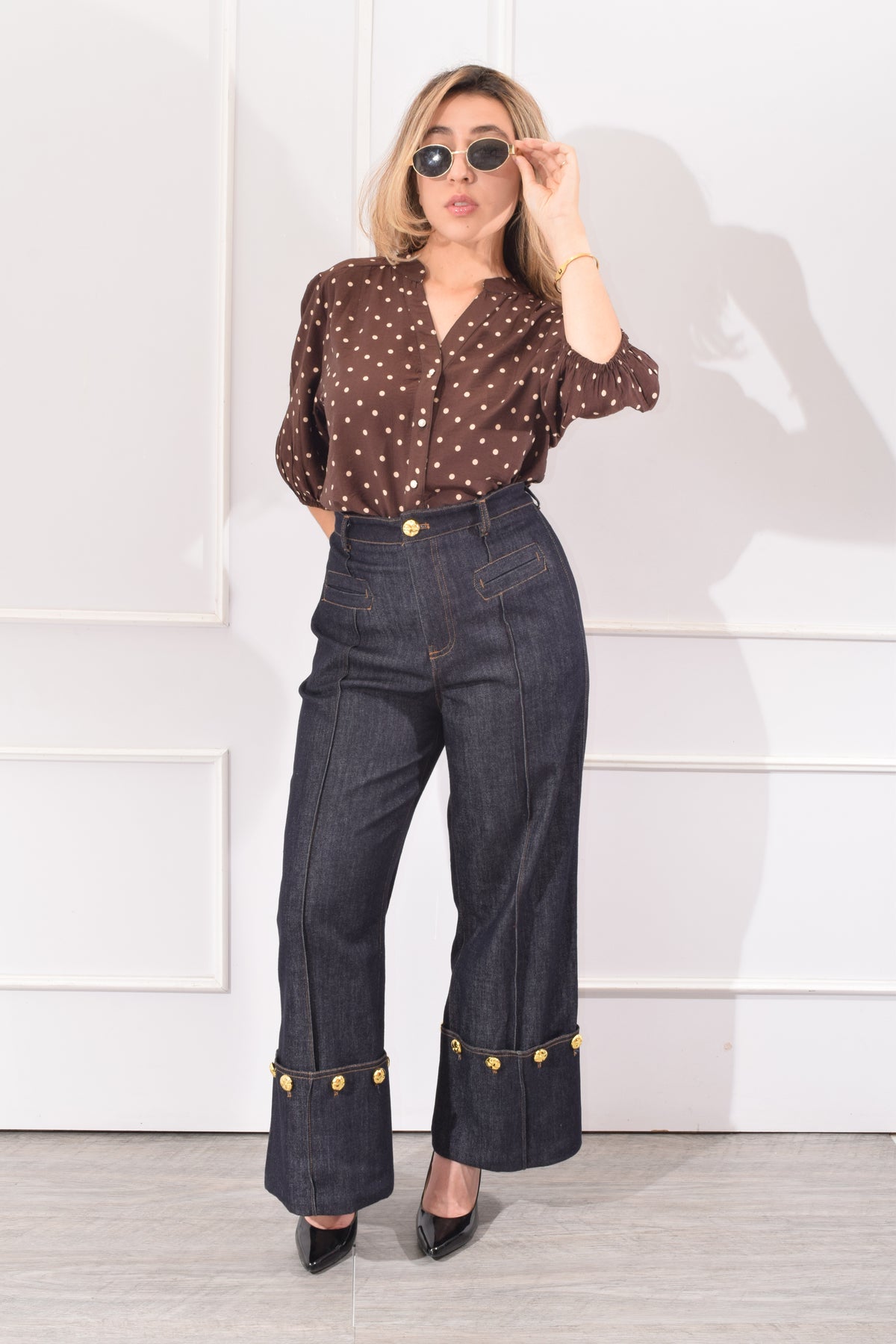 BLUSA POLKA DOTS CAFÉ