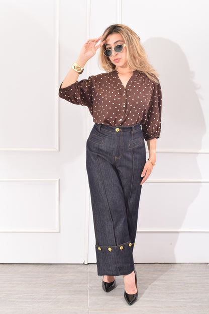BLUSA POLKA DOTS CAFÉ