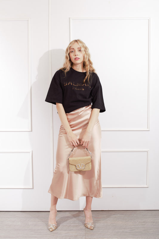 Playera Letras Brillos Over Size