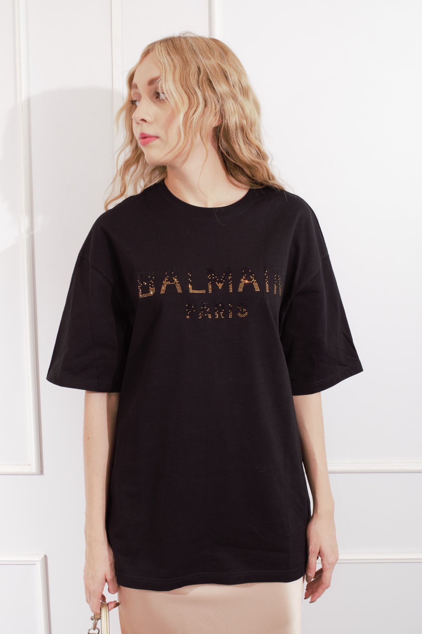 Playera Letras Brillos Over Size