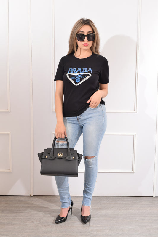 Playera Letras Con Brillos