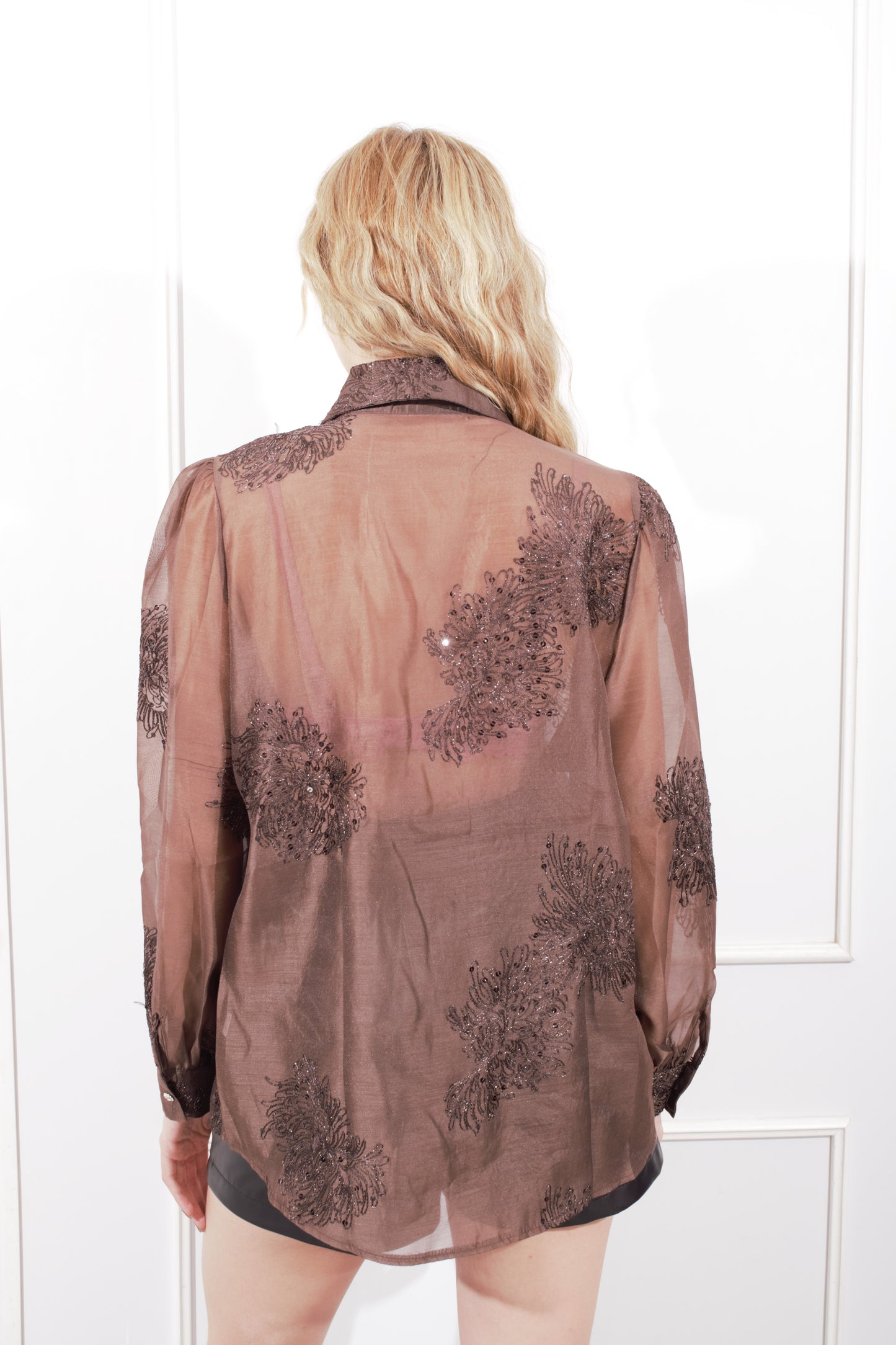 Blusa Bordada Brillos Cuello