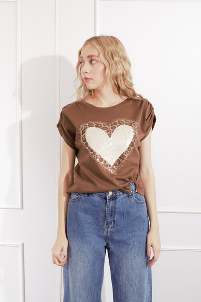 Playera Café Corazoón Brillos