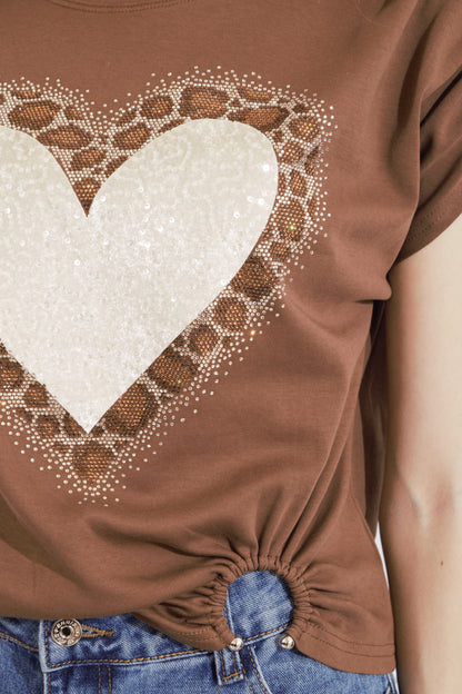 Playera Café Corazoón Brillos