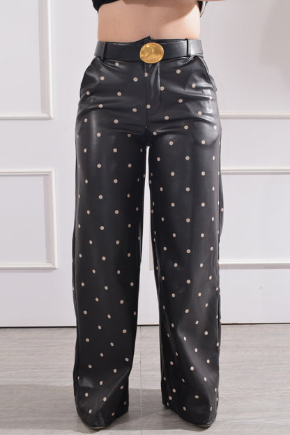 Pantalón vinipiel polka dots