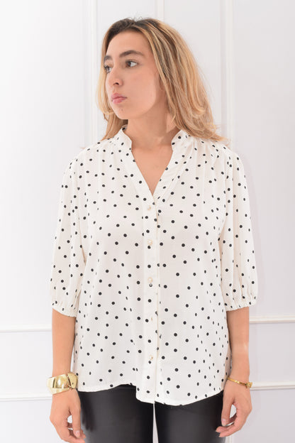 BLUSA POLKA DOTS WHITE