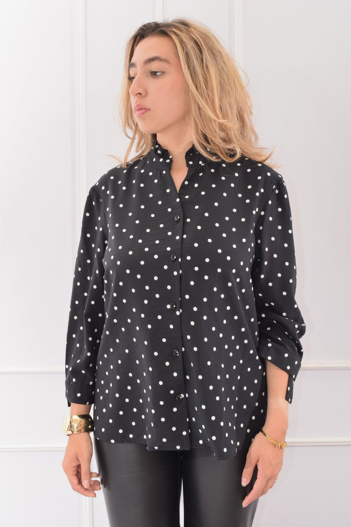 BLUSA POLKA DOTS BLACK