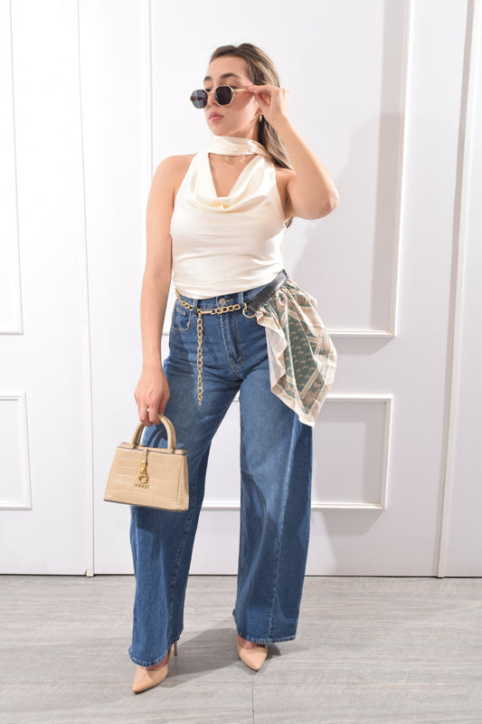 Pantalón Cinto Detalle Paño