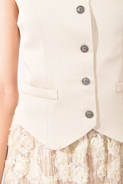 Conjunto chaleco y Falda Encaje