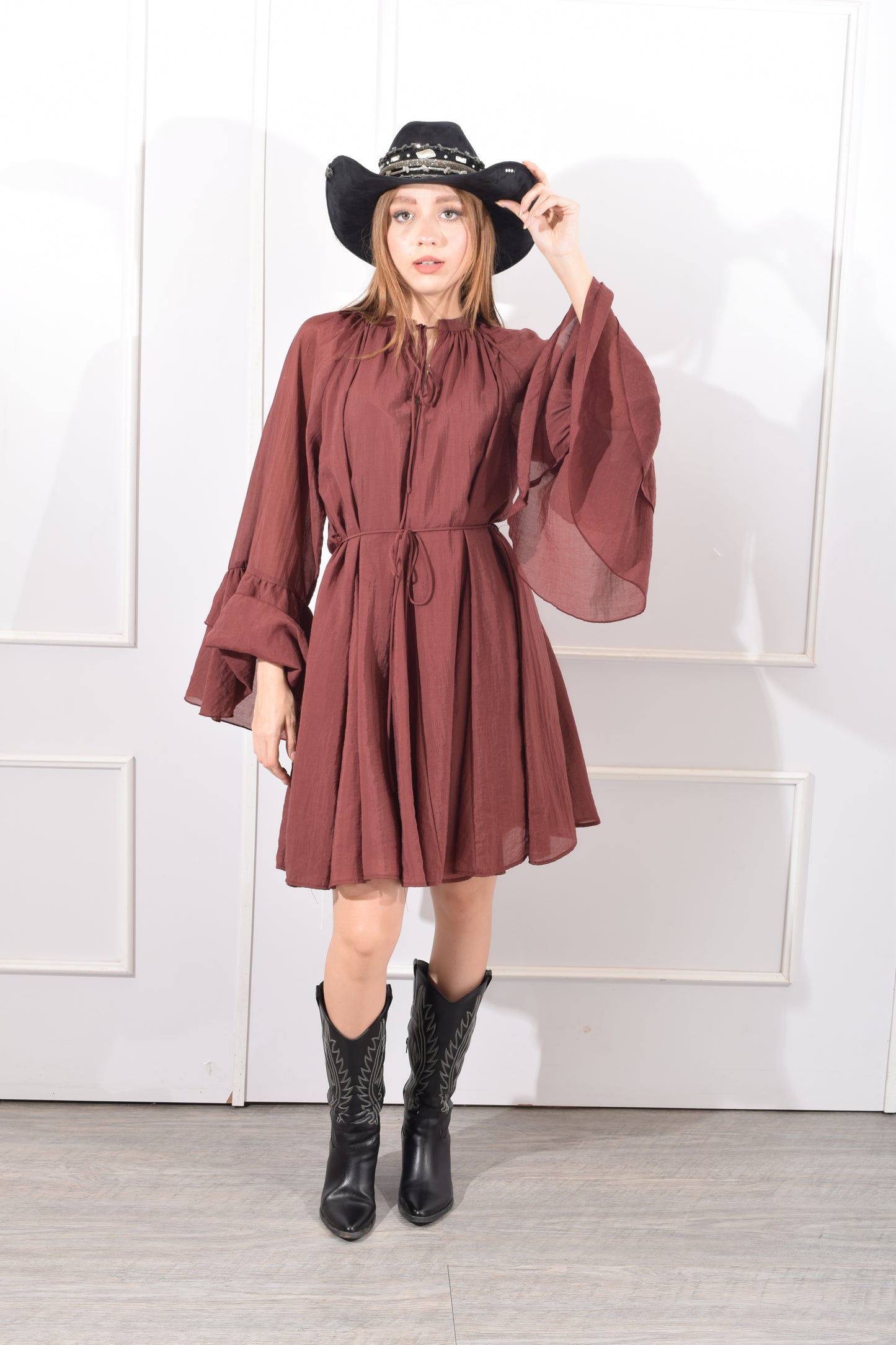 Vestido Manga Campana