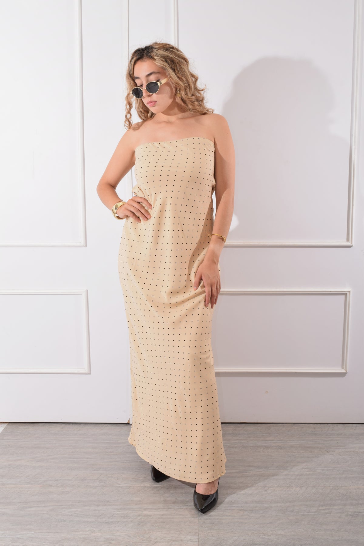 Vestido Strapless Lunares