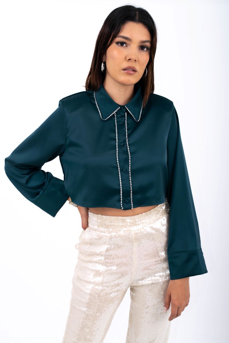 Blusa Corta Satinada