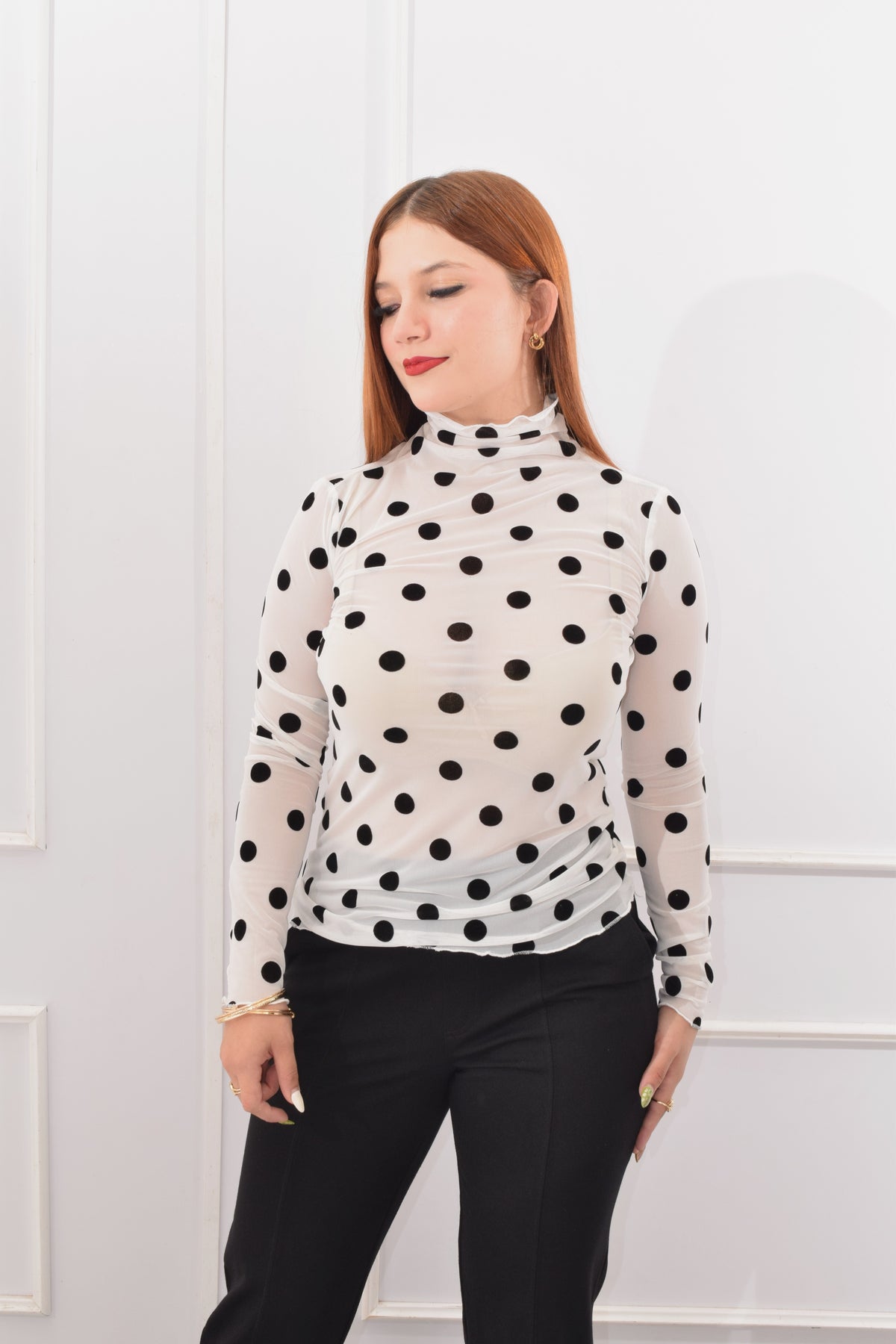 Blusa Mesh Polka Dots