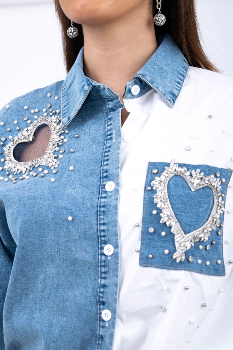 Camisa corazones brillos