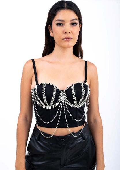 Crop Top Cadenas Brillos