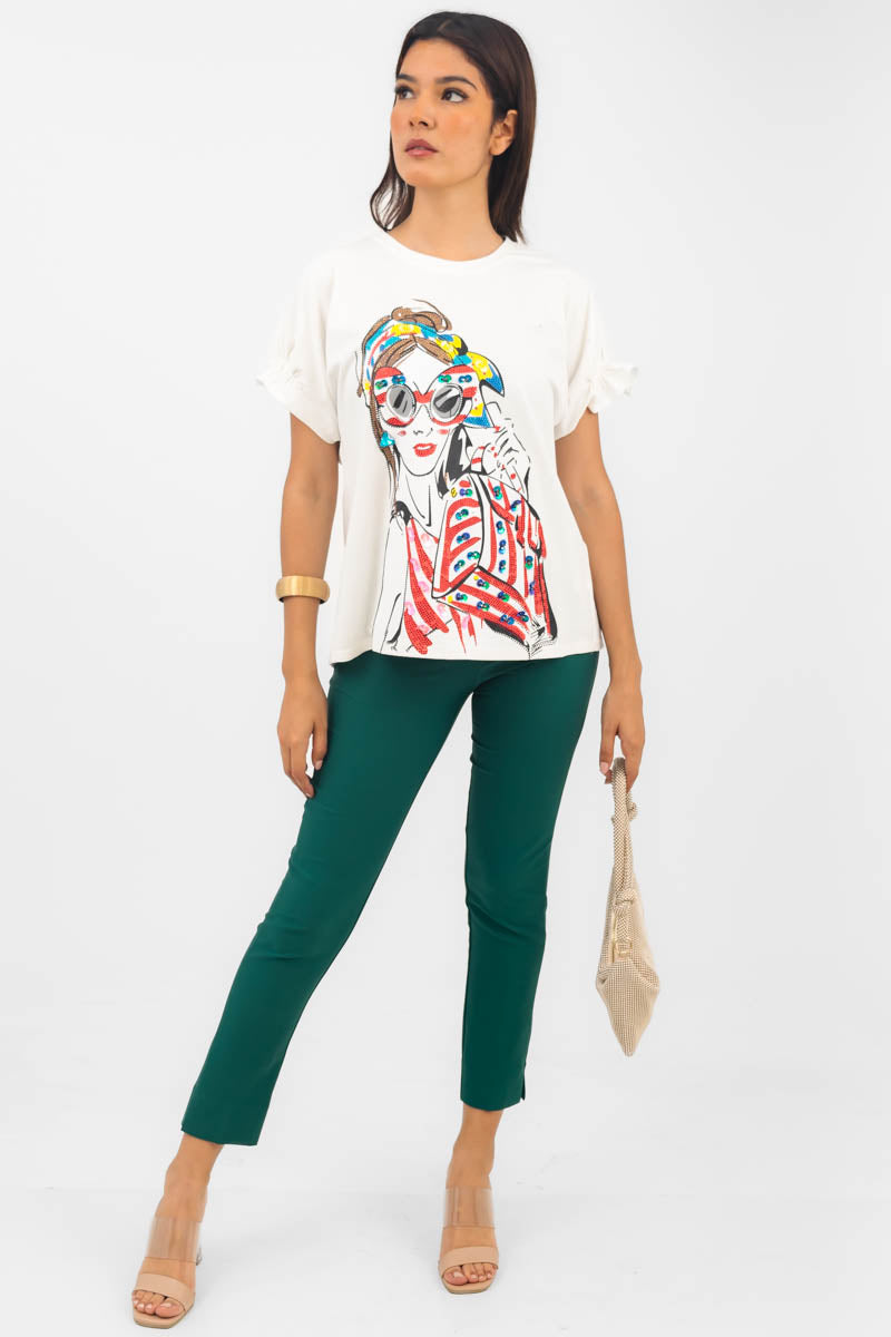 Playera mujer brillos