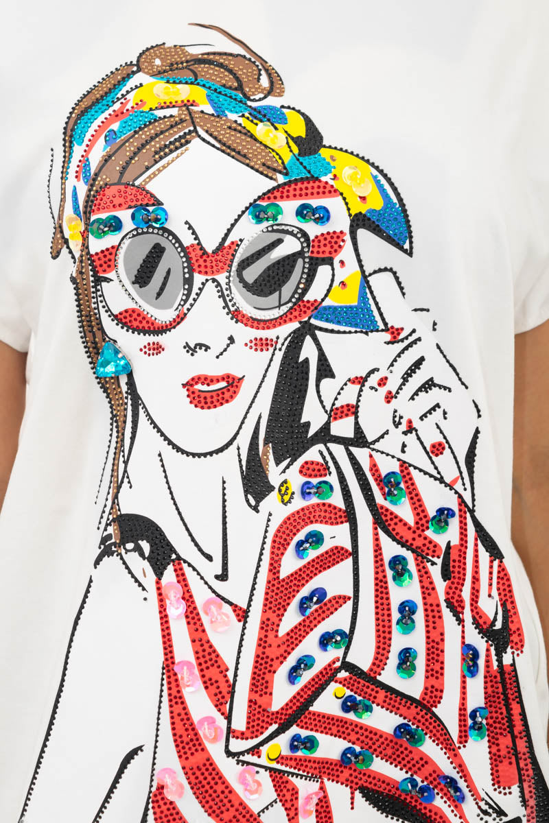 Playera mujer brillos