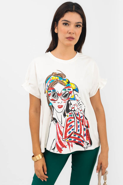 Playera mujer brillos