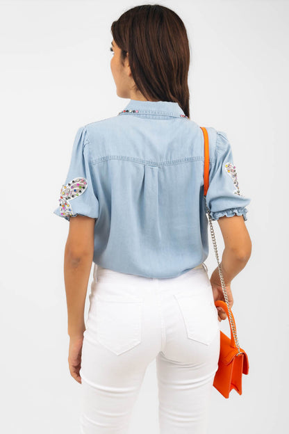 Blusa brillos colores