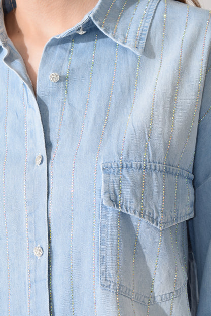 Camisa Mezclila Brillos