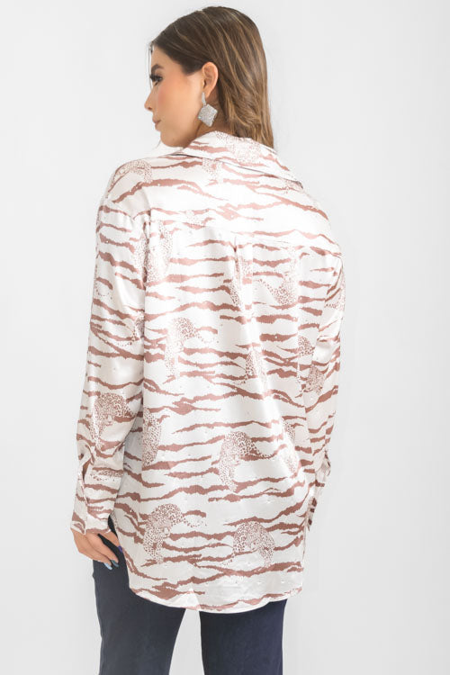 Blusa Satinada Leopardo