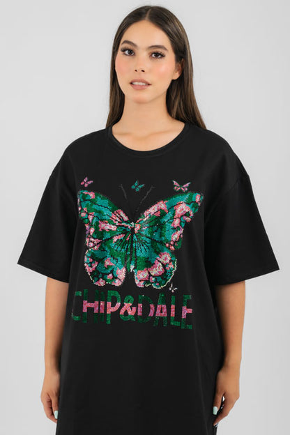 Playera Mariposa Brillos.