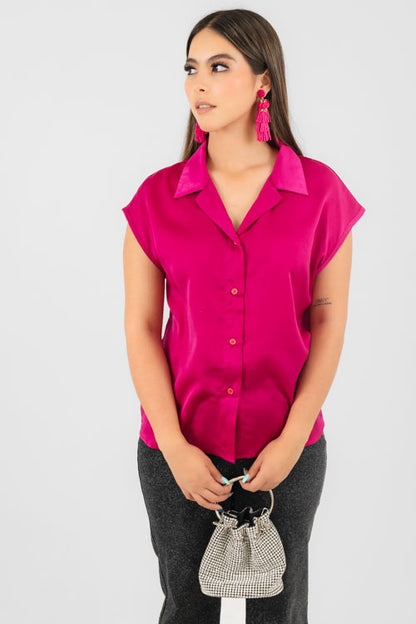 Blusa Satinada Magenta