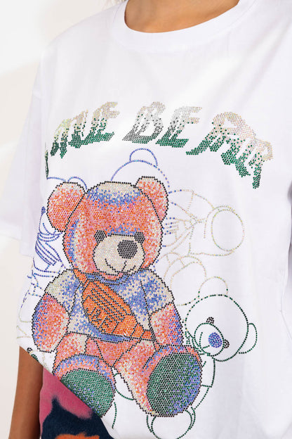 Playera oso brillos